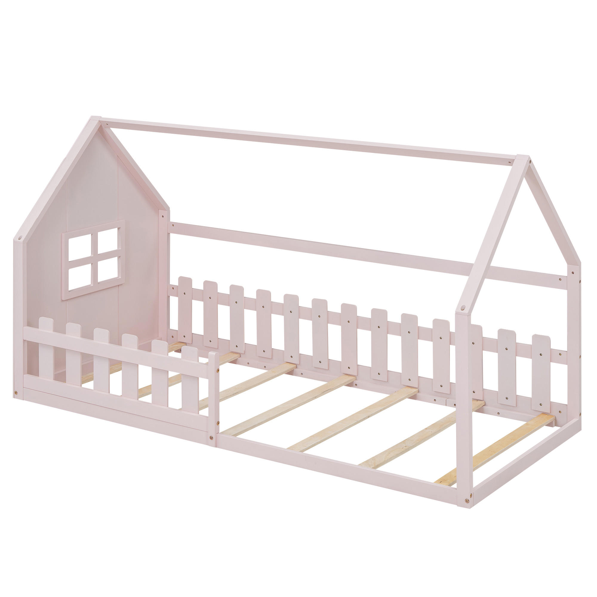 KINDERBETT 90x200 kinderbett rosa kiefer - Pink, Holz (90/200cm) - Urban Meuble