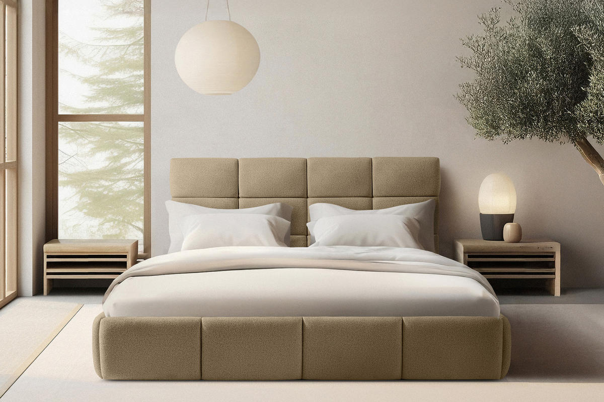 POLSTERBETT ALTOS Bouclé, gelb - Gelb, Holz/Holzwerkstoff (180/200cm) - KONSIMO®