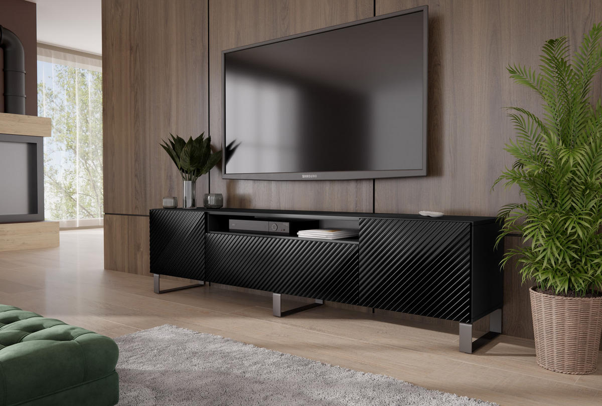 TV-SCHRANK Kaja III 200 cm, dreitürig, schwarz - Schwarz, Kunststoff (200/53/41cm) - Margaret Hadas24