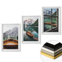 WANDBILDER 3er-Set - 40x60 cm Weißer Rahmen - Fenster für Boote auf dem Bergsee - Weiß, Kunststoff (40/60cm) - ArtPrintCave