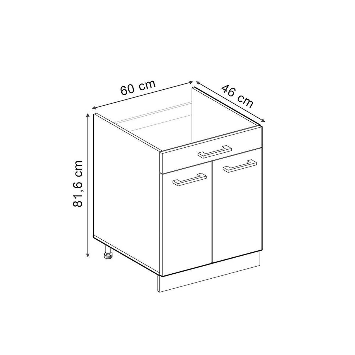 KÜCHENUNTERSCHRANK R-Line, Blau-Grau/Anthrazit, 60 cm mit Schublade ohne Arbeitsplatte - Anthrazit/Blaugrau, Holzwerkstoff (60/81.6/46cm) - Vicco