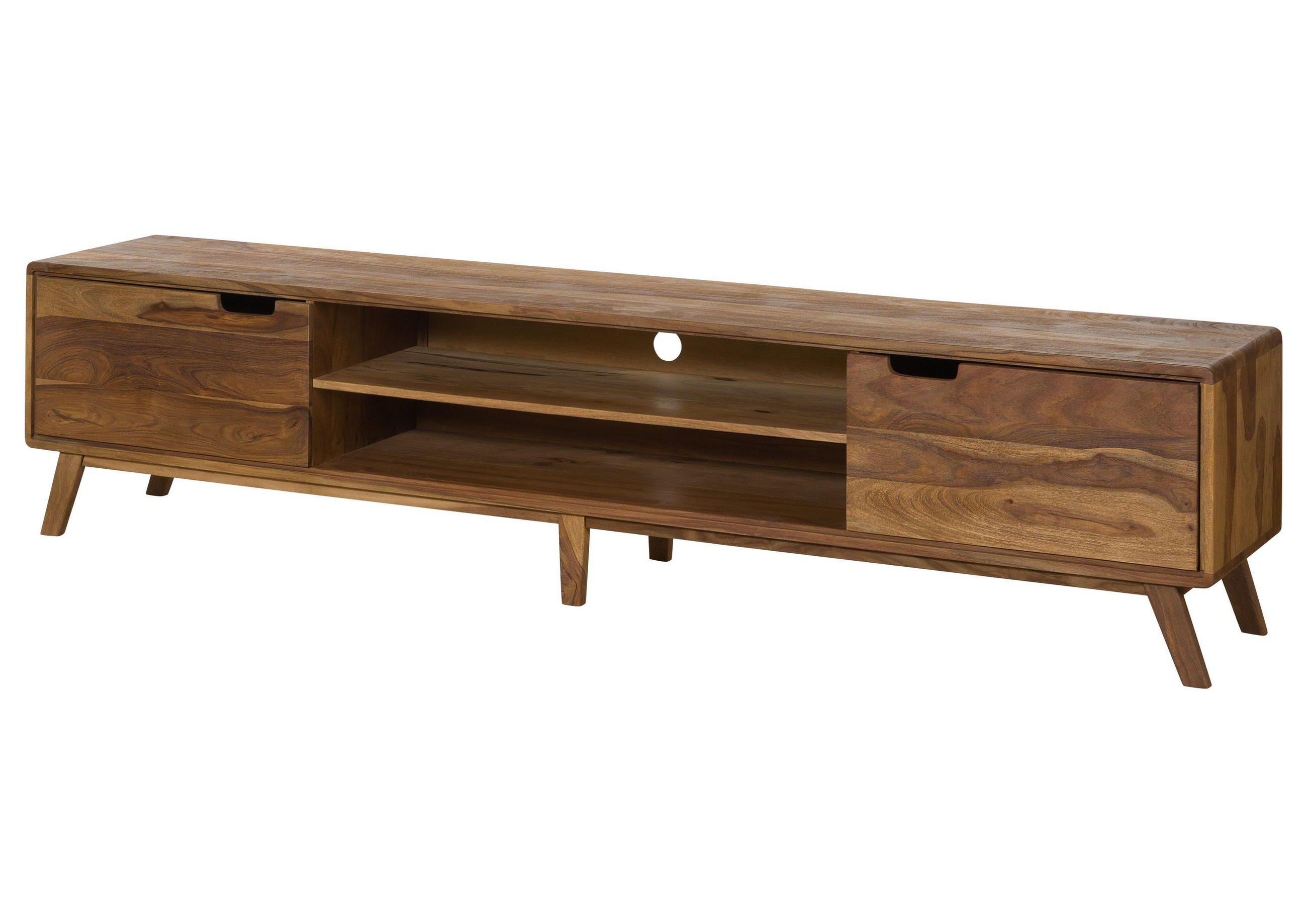 TV-BOARD Sheesham 220x40x48 natur sandgestrahlt lackiert MALMÖ 2 #224 - Naturfarben, Holz (40/48/220cm) - Massivmoebel24