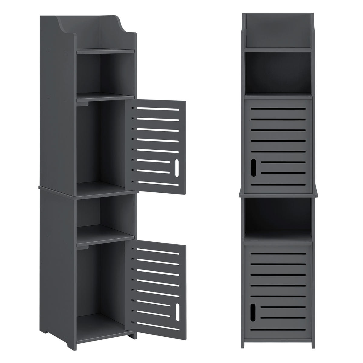 HOCHSCHRANK Mora - Dunkelgrau, Kunststoff (32/135/32cm) - [en.casa]