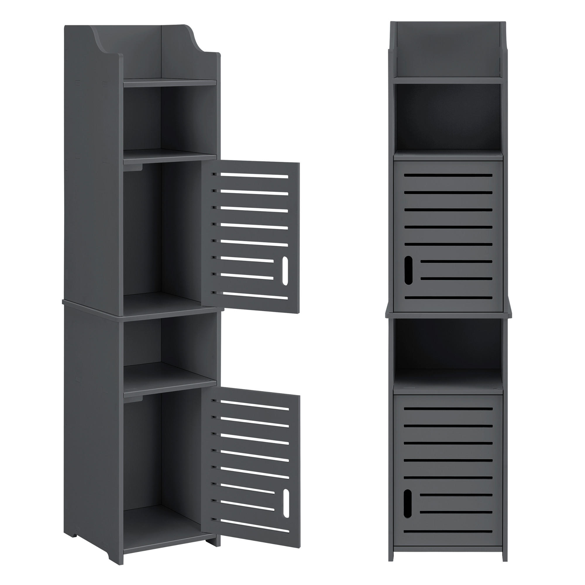 Thumbnail - [en.casa] Hochschrank, Dunkelgrau, Kunststoff, 32x135x32 cm, Badezimmer, Badezimmerschränke, Hochschränke