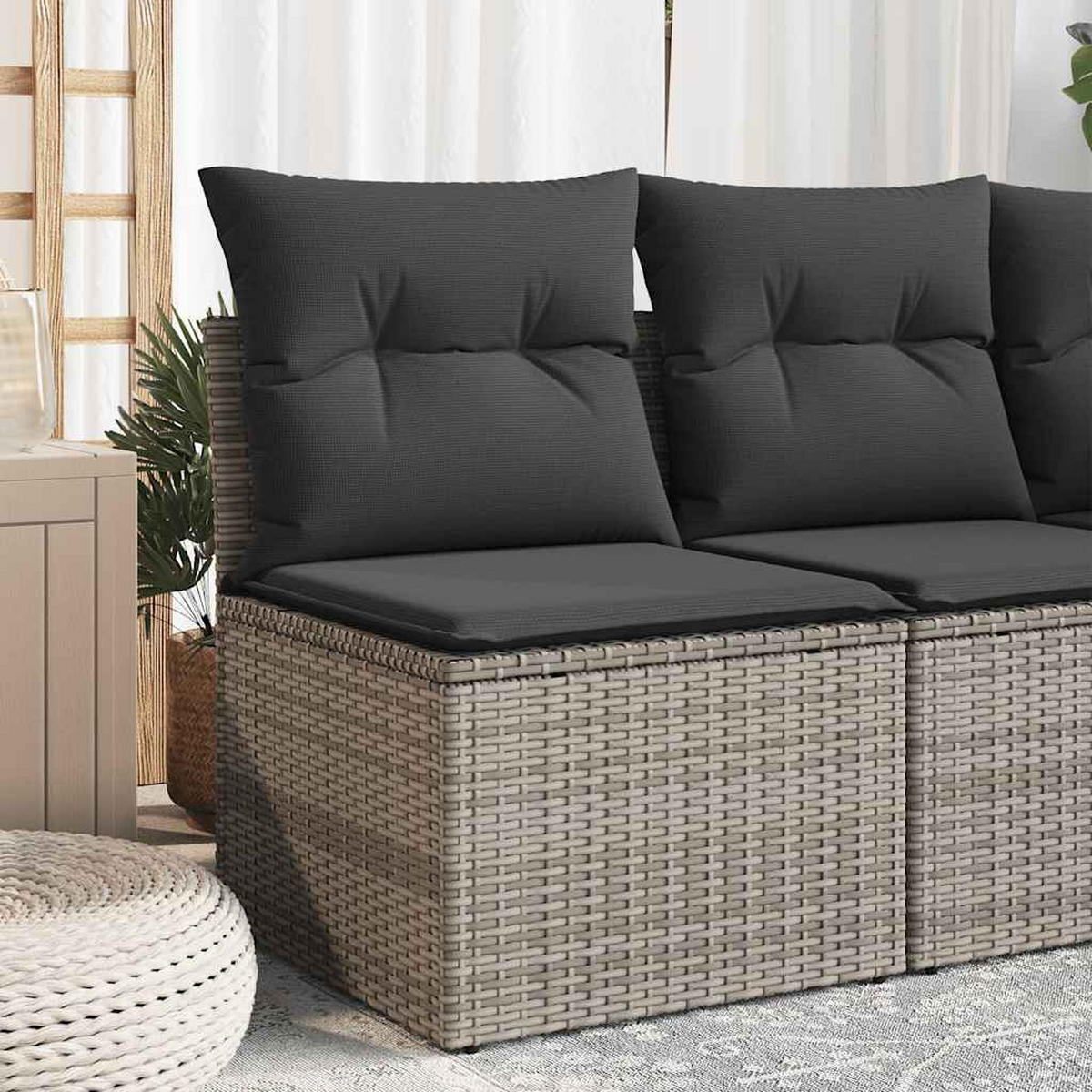 GARTENSOFA Ohne Armlehnen Mit Kissen Grau Poly Rattan - Grau, Kunststoff (62/69/55cm) - vidaXL