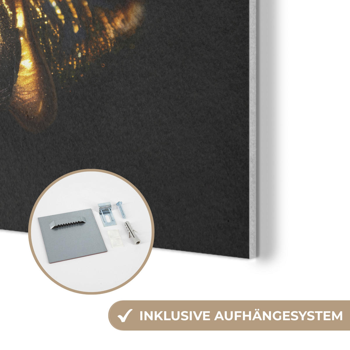 AKUSTIKBILD Frau - Porträt - Lippen - Gold - Schwarz Akustikpaneele 90x60 cm - Schwarz, Kunststoff (90/60/0.9cm) - MuchoWow