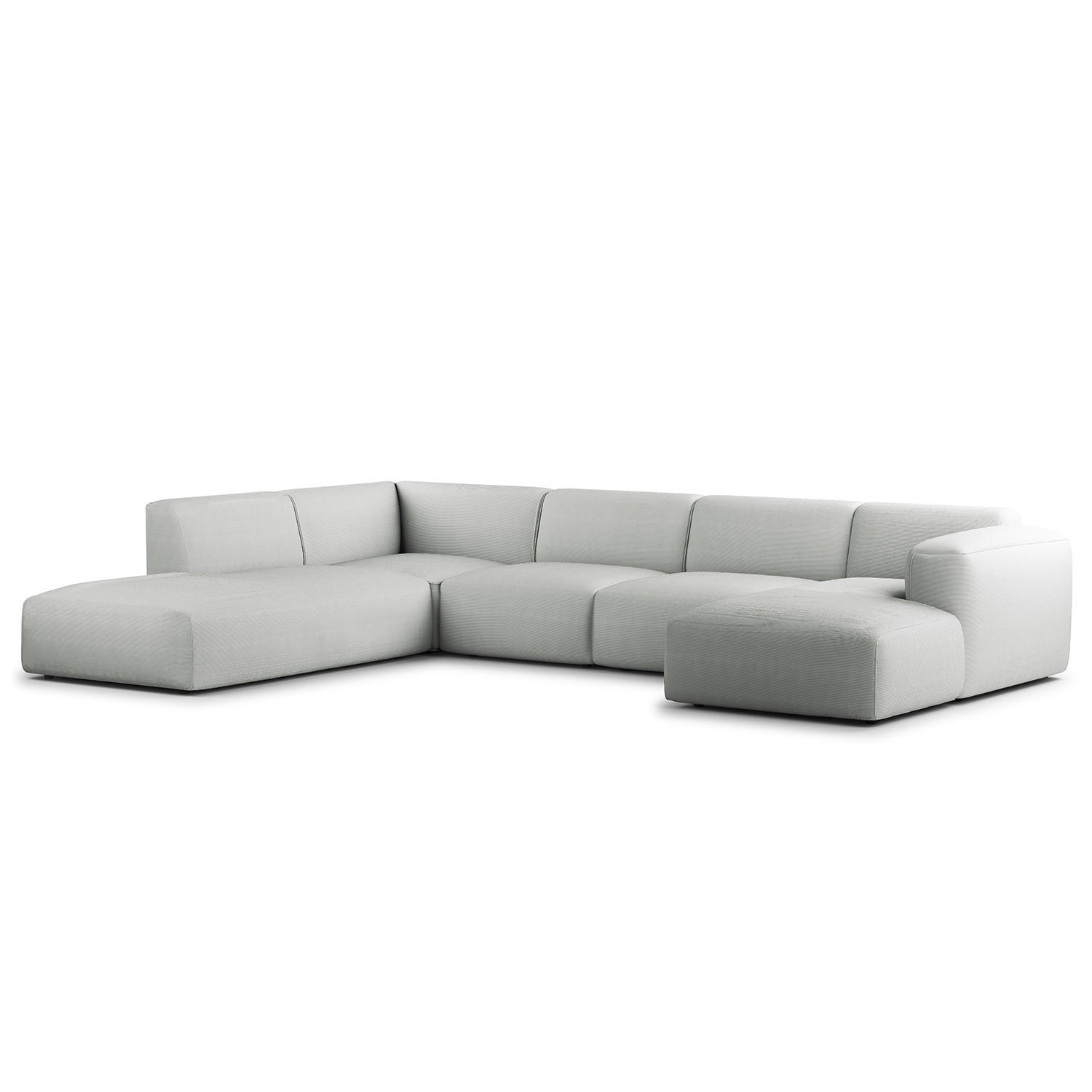 WOHNLANDSCHAFT mit Longchair - Schwarz/Grau, Kunststoff/Textil (325/71/235cm) - home24