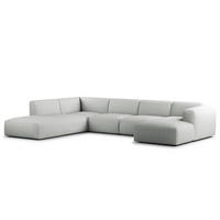 WOHNLANDSCHAFT mit Longchair - Schwarz/Grau, Kunststoff/Textil (325/71/235cm) - home24
