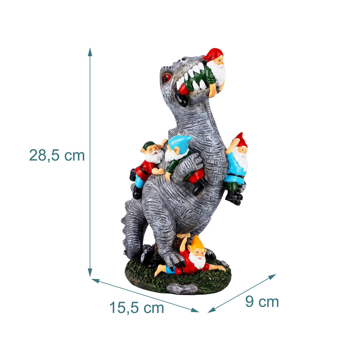ZAHRADNÍ soška T-Rex - různobarevná, plast (15.5/28.5/9cm) - Relaxdays