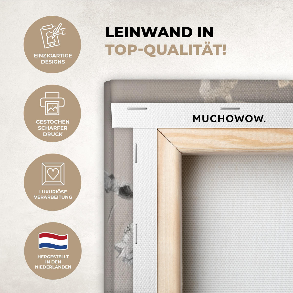 LEINWANDBILD 2er Set Mandelblüte - Abstrakt - Beige 120x90 cm - Beige, Textil (120/90cm) - MuchoWow