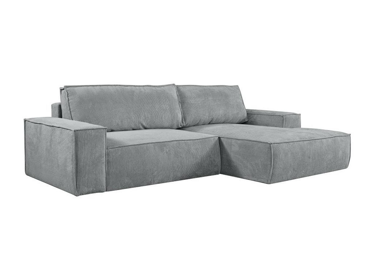 ECKSOFA mit Schlaffunktion - Ecke Rechts - Cord - Hellgrau - AMELIA - Hellgrau, Textil (167/267cm) - Vente-Unique