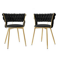 STUHL 2er-Set Muz DC-1141 (2 Stück in Samt) - Goldfarben/Schwarz, Textil/Metall (57/74/52cm) - MIRJAN24