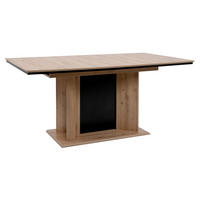 ESSTISCH Eiche Artisan, schwarz, Säulentisch ausziehbar 160 - 200 x 90 cm - Schwarz/Eiche Artisan, Holzwerkstoff (160/90/76cm) - Furn.Design