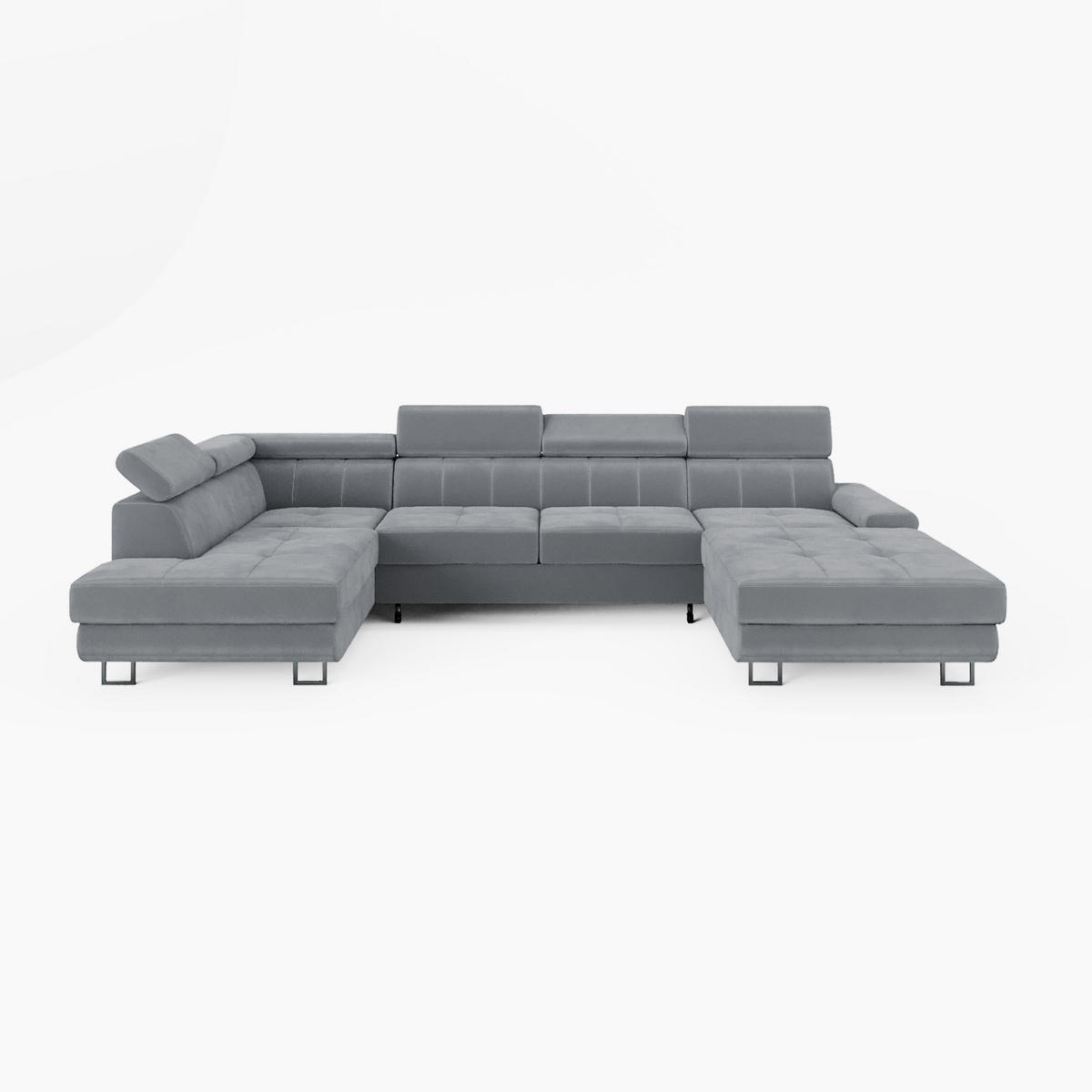 WOHNLANDSCHAFT MARRY Links Schwarz Velours-Stoff mit Schlaffunktion und zwei Bettkästen - Dunkelgrau, Holz/Metall (335/90/190cm) - Barchello
