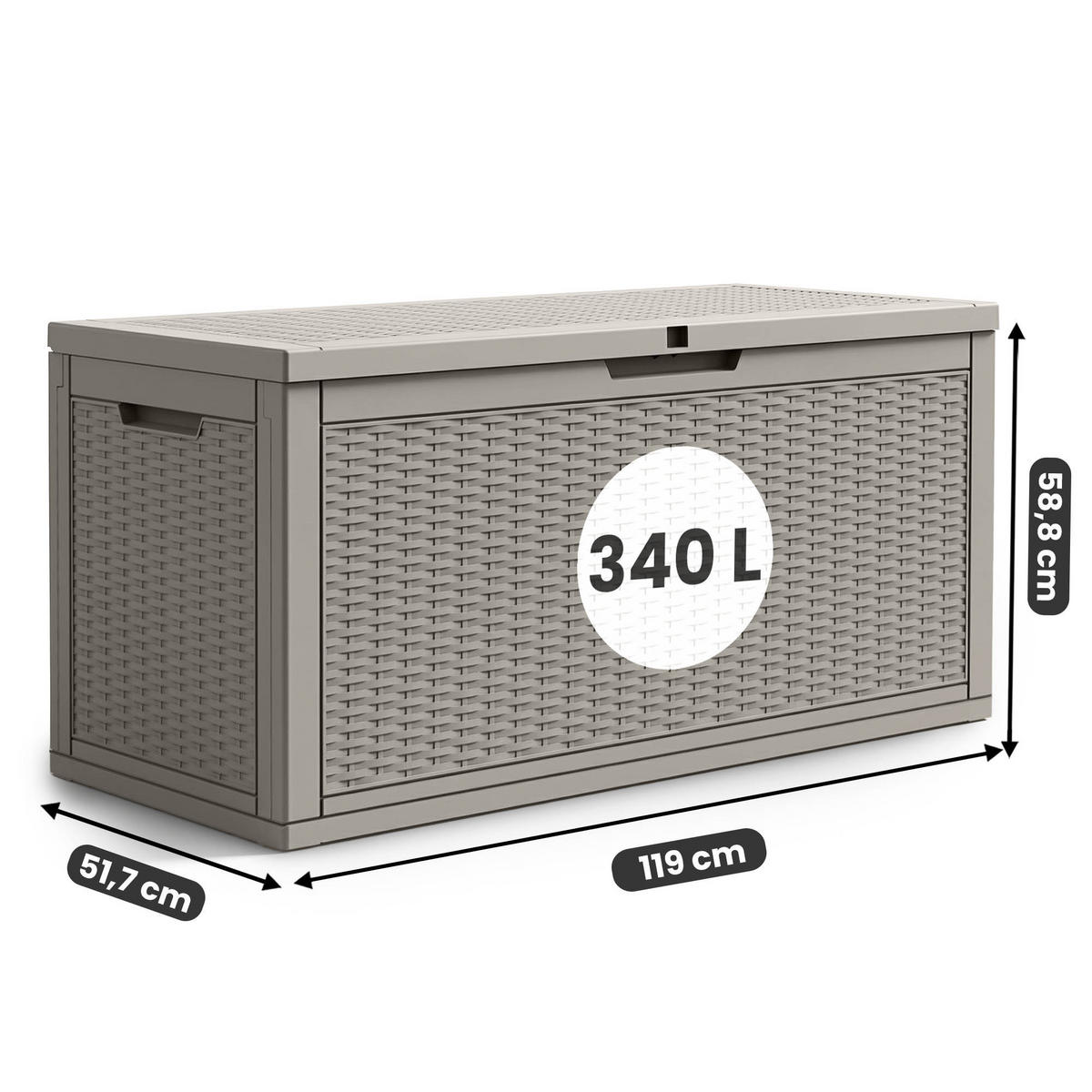 GARTENBOX 340L Grau - Grau, Kunststoff (119/58.8/51.7cm) - Akord
