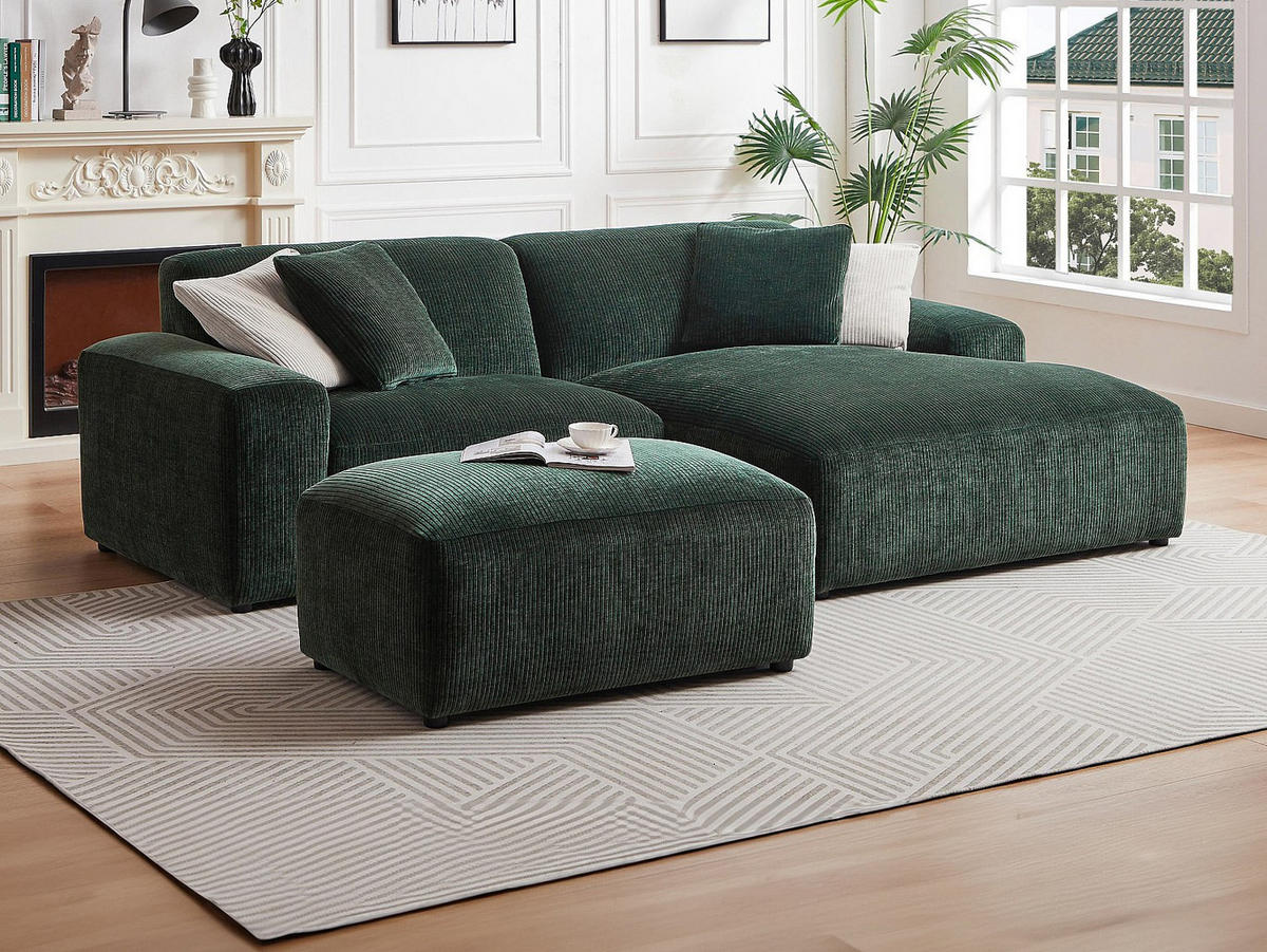 SOFA - 5 Personen - samt - tannengrün Tirono - Waldgrün, Kunststoff/Textil (99/80/66cm) - Vente-Unique