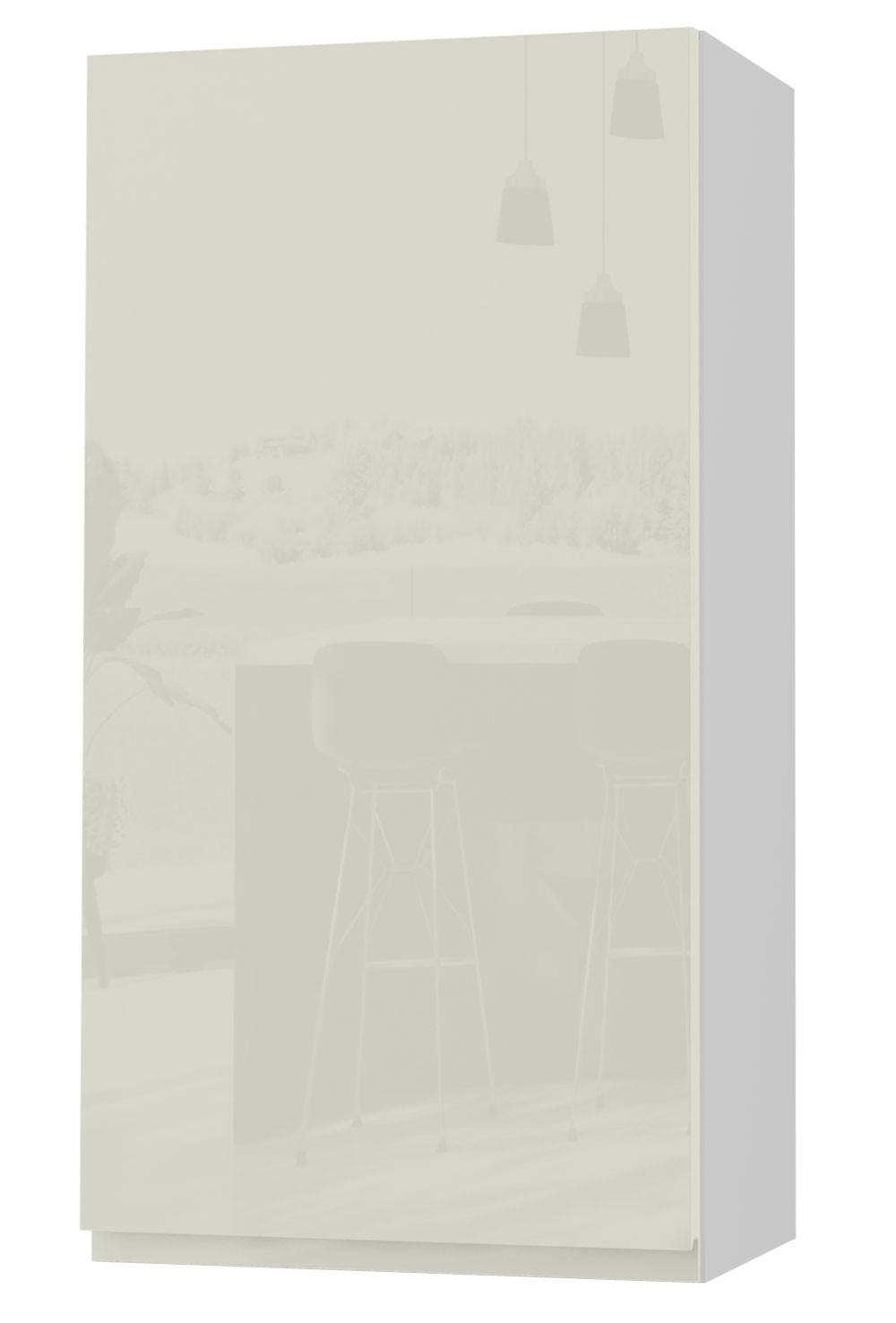 HÄNGESCHRANK Florence W4/50 Weiß / RAL 1013 perlweiß HG 50 / 32,5 / 96cm - Türanschlag rechts - Weiß Hochglanz/Weiß, Holz/Holzwerkstoff (50/96/32.5cm) - Feldmann-Wohnen