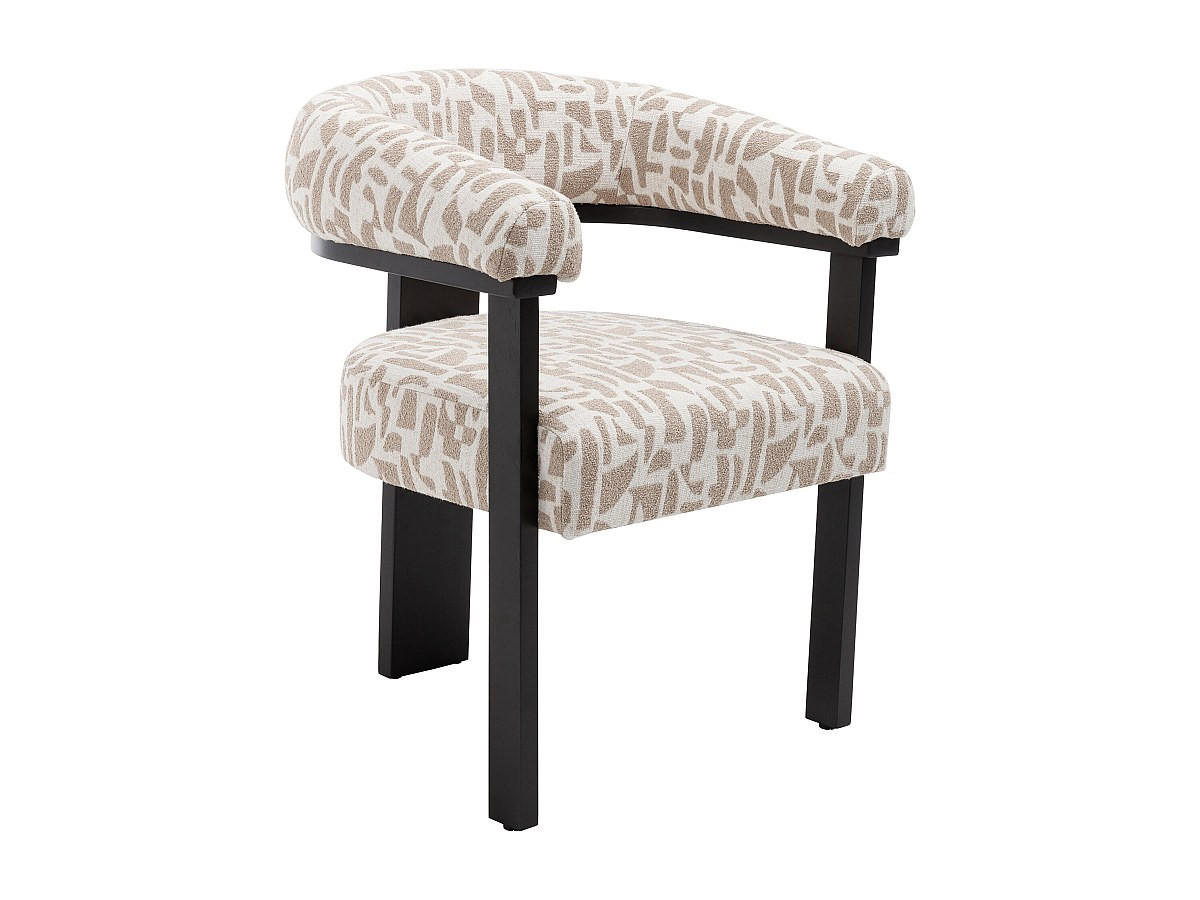 STUHL mit Armlehnen 1er - Strukturstoff Bicolor & Kautschukholz schwarz - Creme & Taupe - LIVELIA - Schwarz, Textil (60/78/64cm) - Pascal Morabito