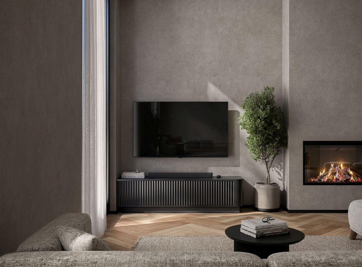 TV stolek Aurora černý matný 140 cm s podstavcem - černá, kompozitní dřevo (140/37/35cm) - Meble Lindner