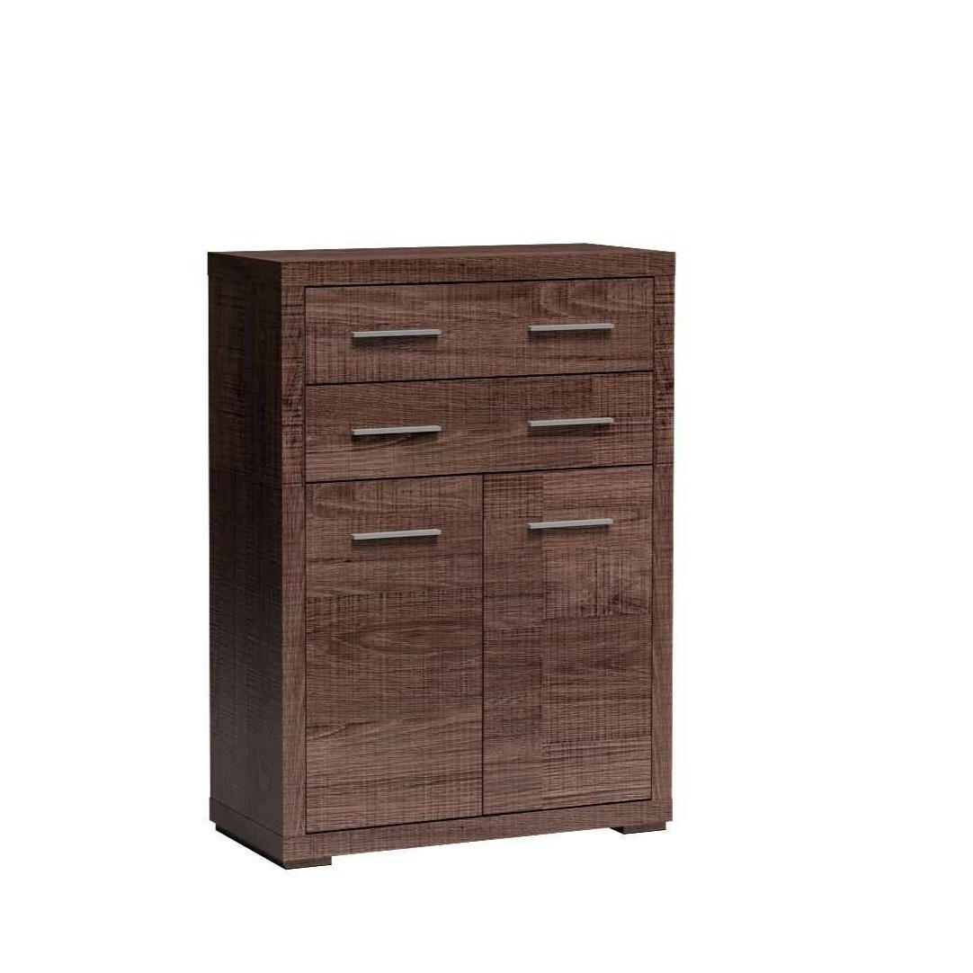 KOMMODE SALERNO 88/122,5/40,5cm mit 2 Schubladen 2 Türen Braun - Braun, Holzwerkstoff (88/122.5/40.5cm) - MASSENO