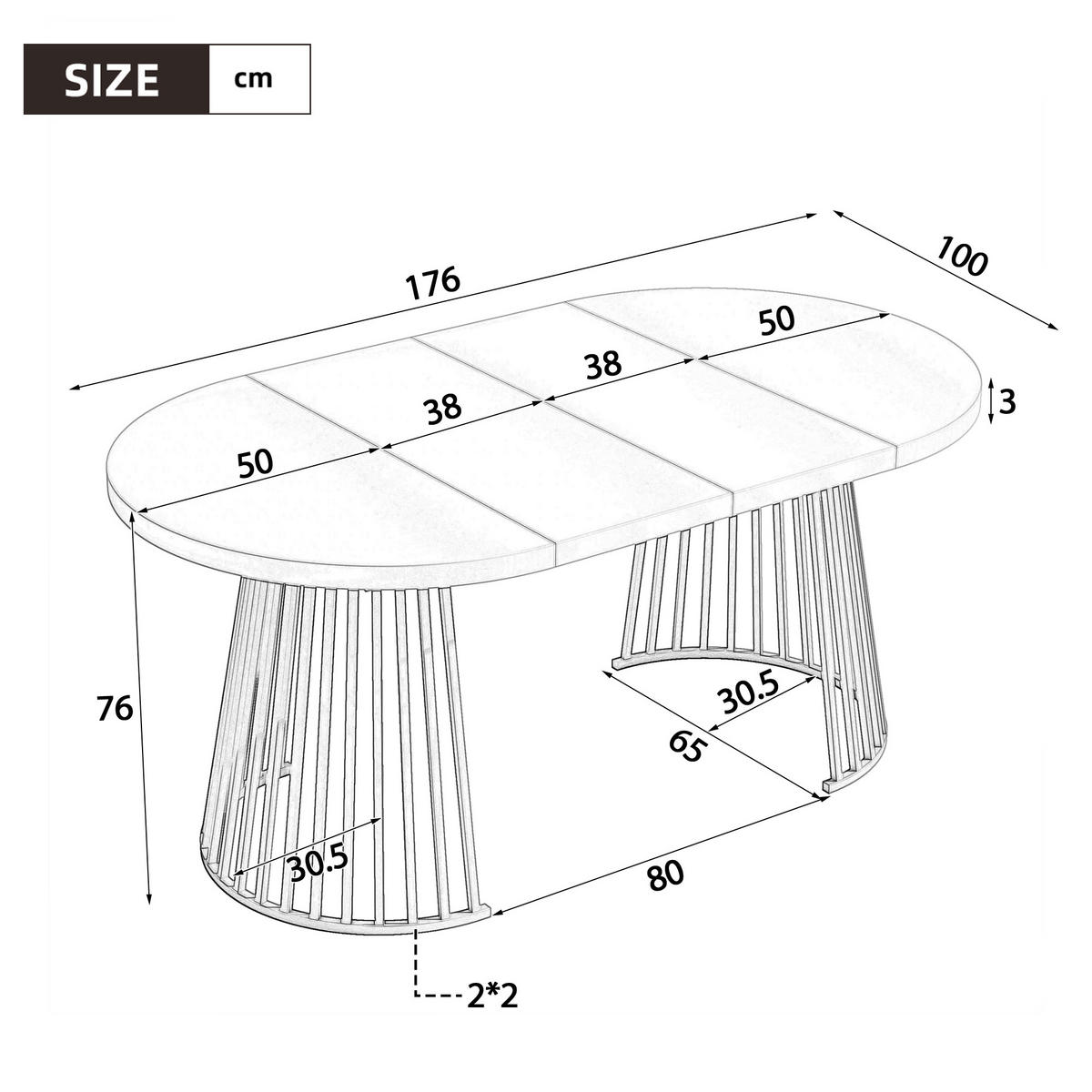 ESSTISCH Eiche Schwarz ausziehbar 100-176cm 4-8 Personen - Eichefarben, Holzwerkstoff (176/100/76cm) - FLIEKS
