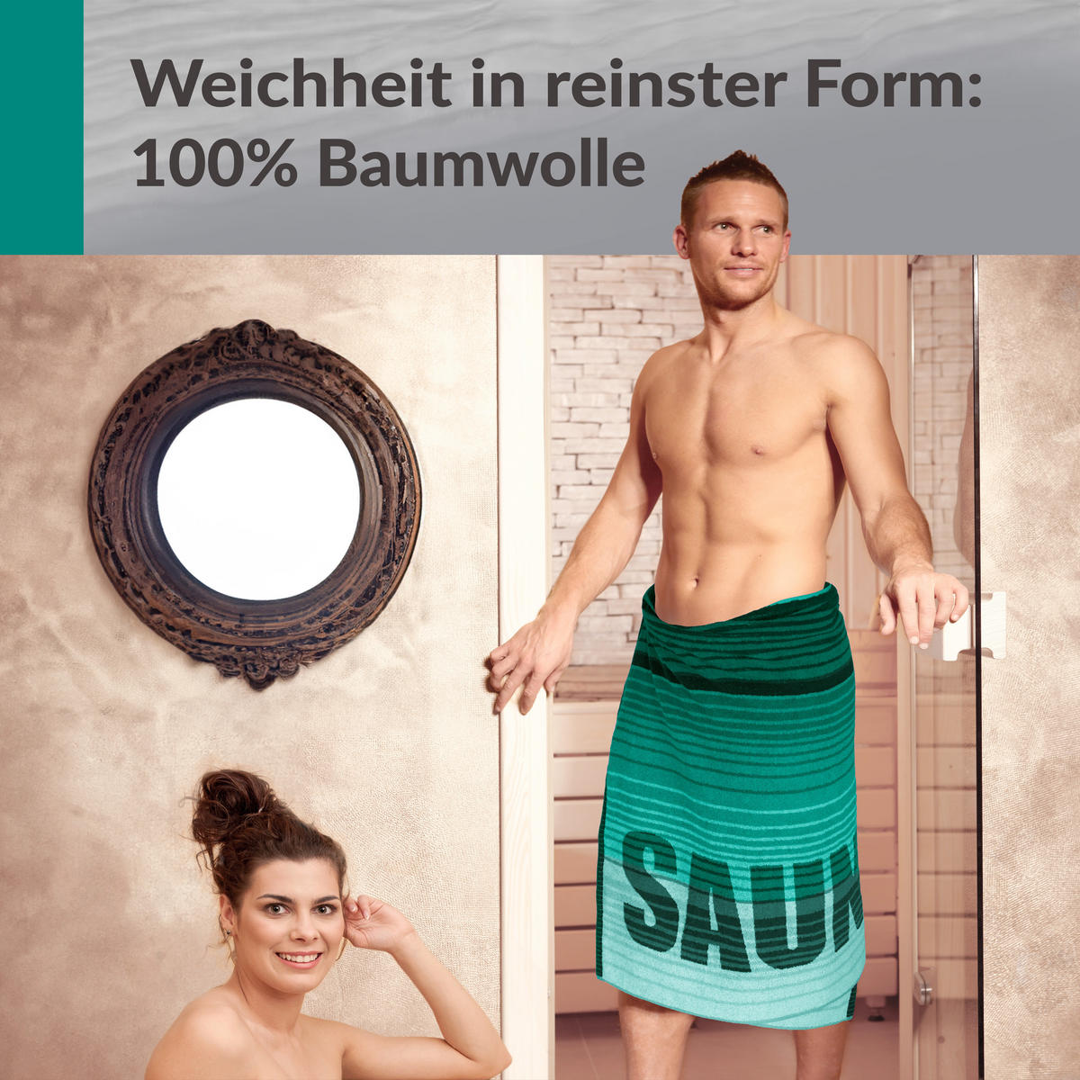 SAUNAHANDTUCH Oslo Grün – Dunkelgrün 85x200 cm - Dunkelgrün/Grün, Textil (85/200cm) - Lashuma