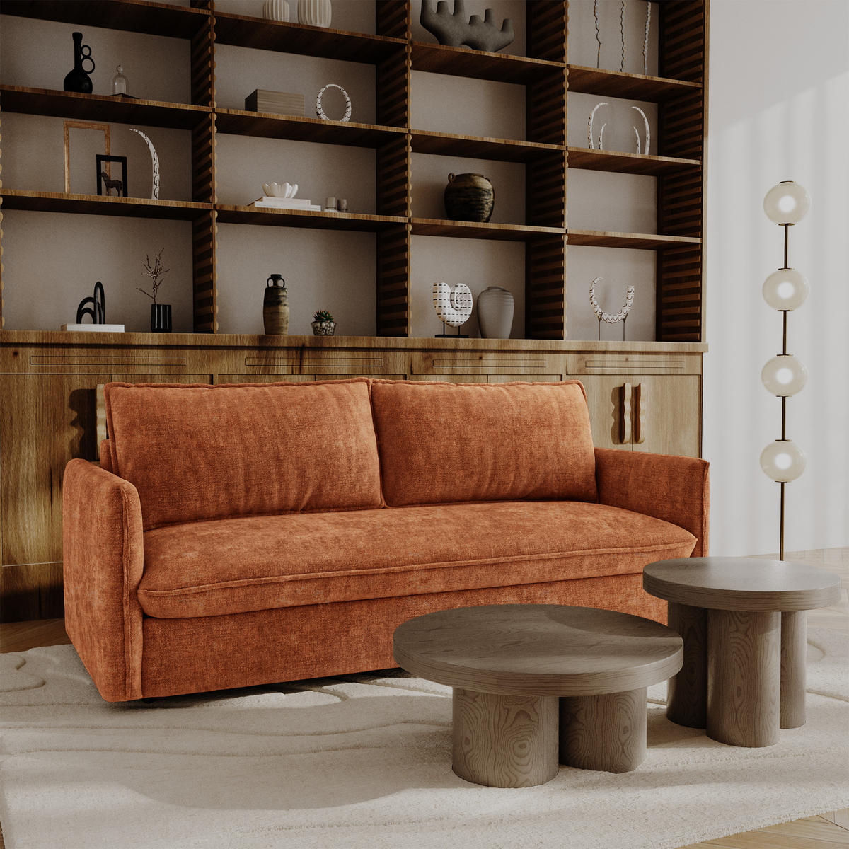 SCHLAFSOFA Express AVA Geprägter Samt Terrakotta 178cm - Dunkelorange/Terracotta, Textil (178/78/100cm) - Premium Interiors