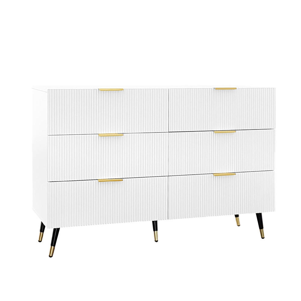 SIDEBOARD Weiß 120/77/40 cm moderne Kommode Schubladen - Weiß, Holz (120/77/40cm) - Kaket