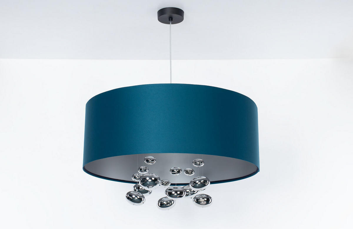 HÄNGELEUCHTE Blau 40/96 cm - Blau/Silberfarben, Kunststoff (40/1/96cm) - ONZENO