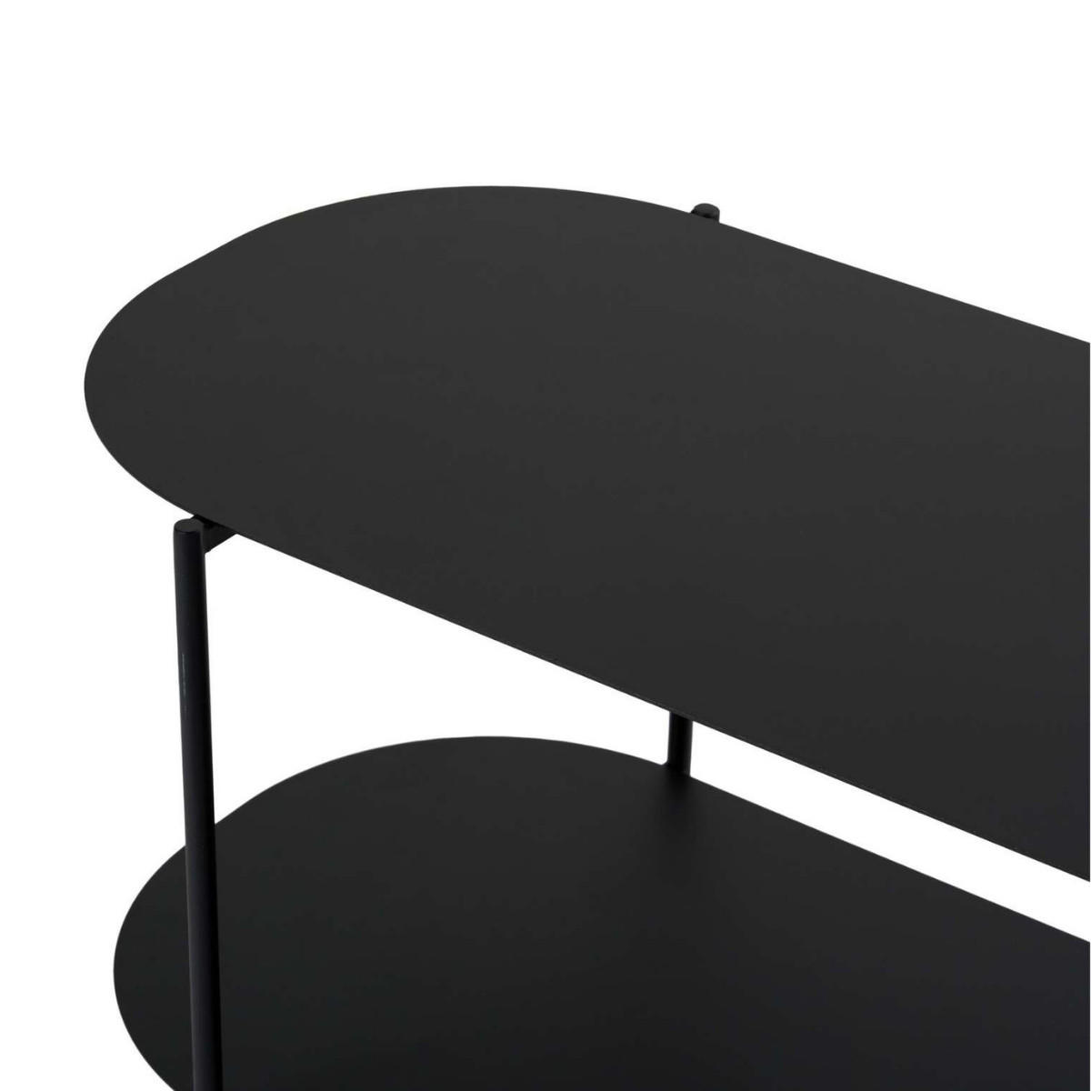 COUCHTISCH mit 2 ablagen mit abgerundeten kanten 51/100/45 cm - Schwarz, Metall (104/51/45cm) - Calicosy