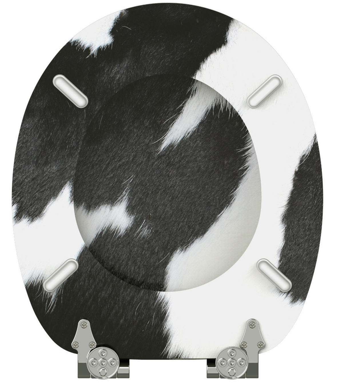 WC-SITZ mit Absenkautomatik Kuhflecken - Schwarz, Holzwerkstoff (38/6/47cm) - Sanilo