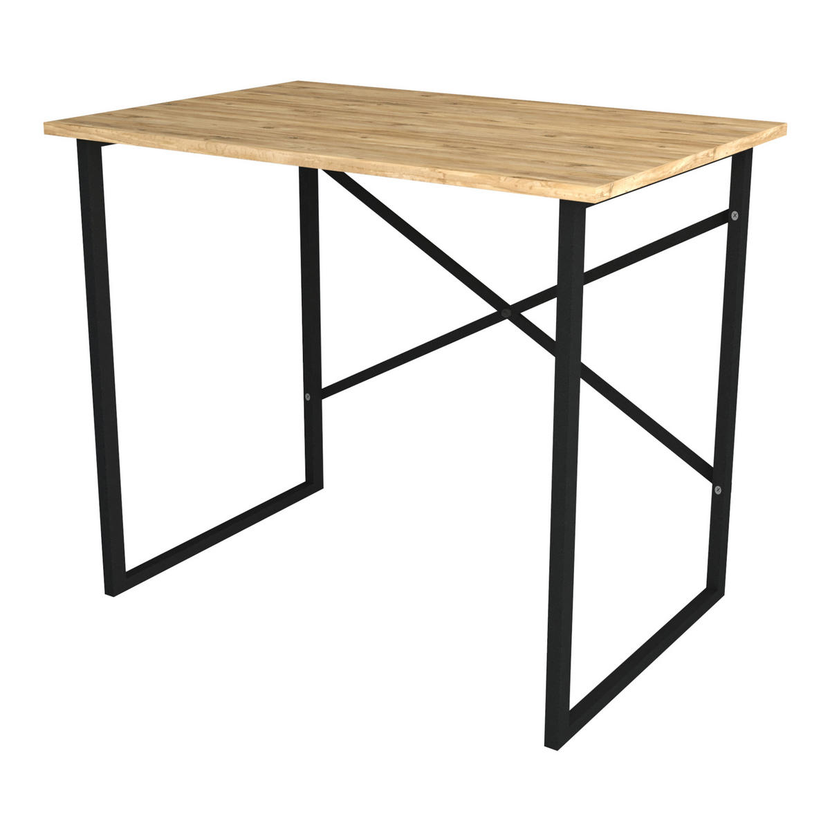 SCHREIBTISCH Tjeldsund - Eichefarben/Schwarz, Holzwerkstoff/Metall (60/90/74cm) - [en.casa]