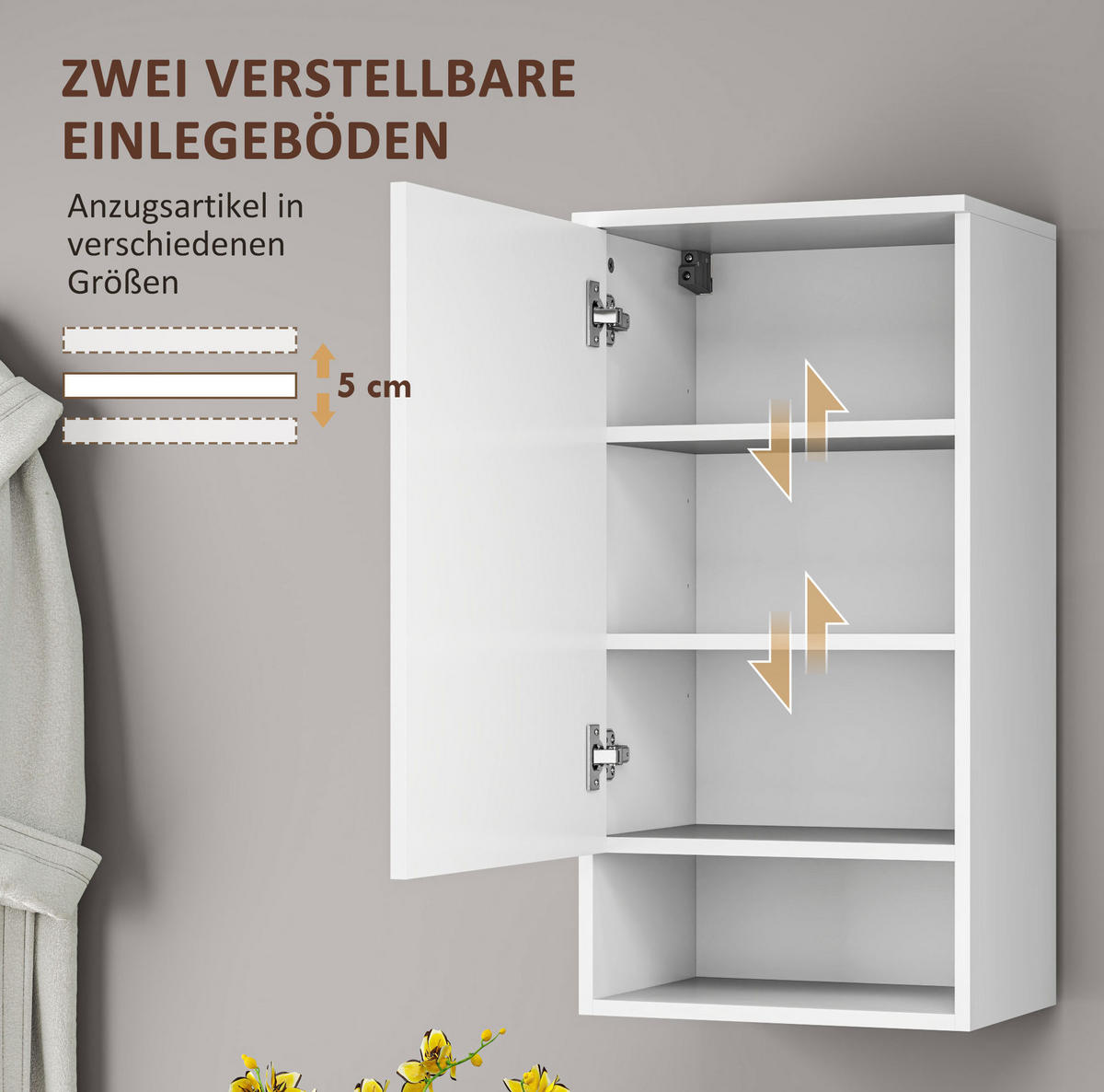 HÄNGESCHRANK mit verstellbaren Ablagen 40 x 27 x 77 cm Weiß - Weiß, Holzwerkstoff (27/77/40cm) - Beauniv