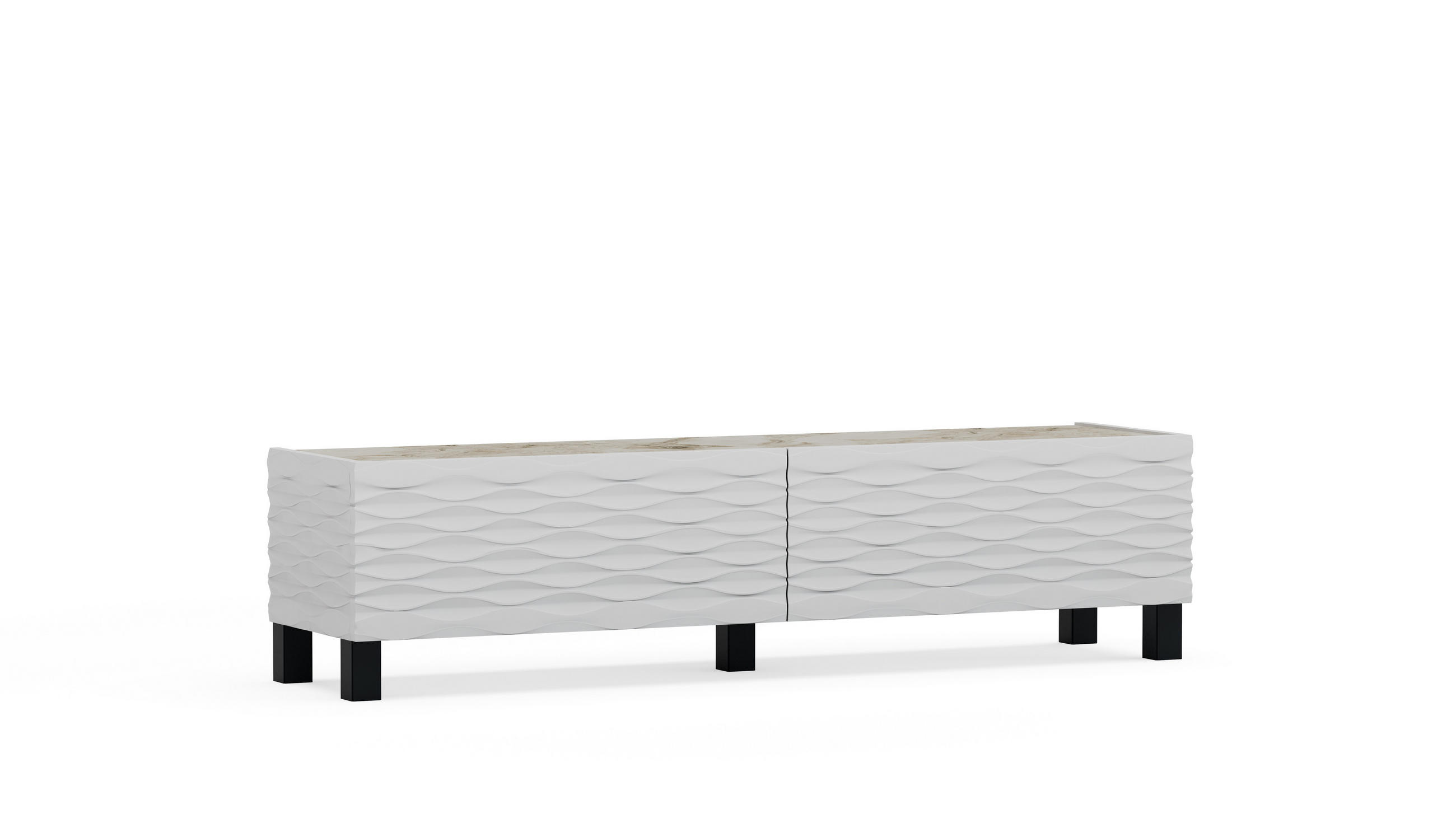 TV-ELEMENT Lerze White Marmor Weiss - Weiß, Holzwerkstoff (149.2/38/35cm)