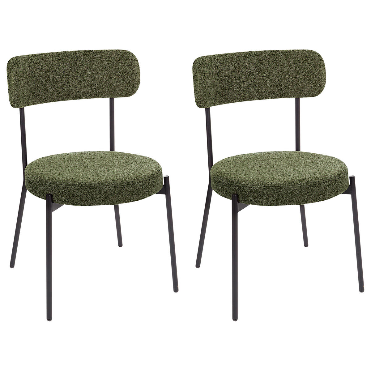 ÉTKEZŐSZÉK 2 darabos Szett Buklé Sötétzöld Allison - fekete/sötétzöld, textil (47/77/52cm) - Beliani
