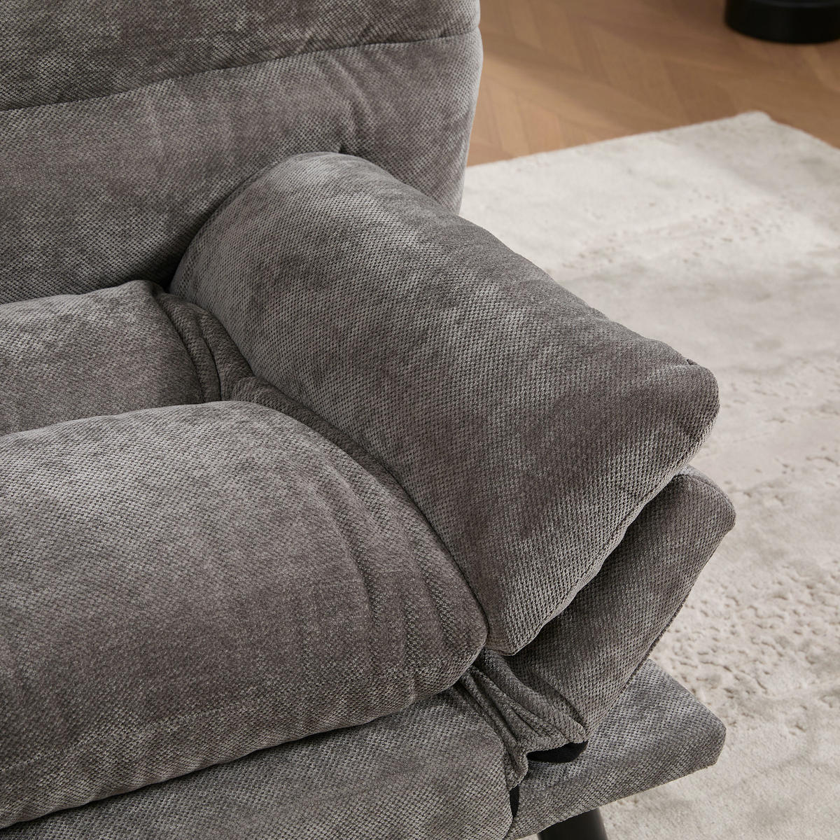 2-SITZER SOFA mit Verstellbare Rückenlehne und Armlehnen, Metallfüße, Dunkelgrau - Dunkelgrau, Textil (90/76/165cm) - KOMHTOM