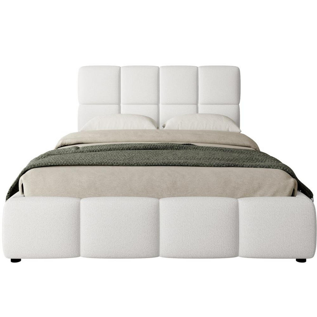 POLSTERBETT Nostro mit Bettkasten 180x200 cm hellbeige - Creme/Schwarz, Textil (180/200cm) - Beautysofa