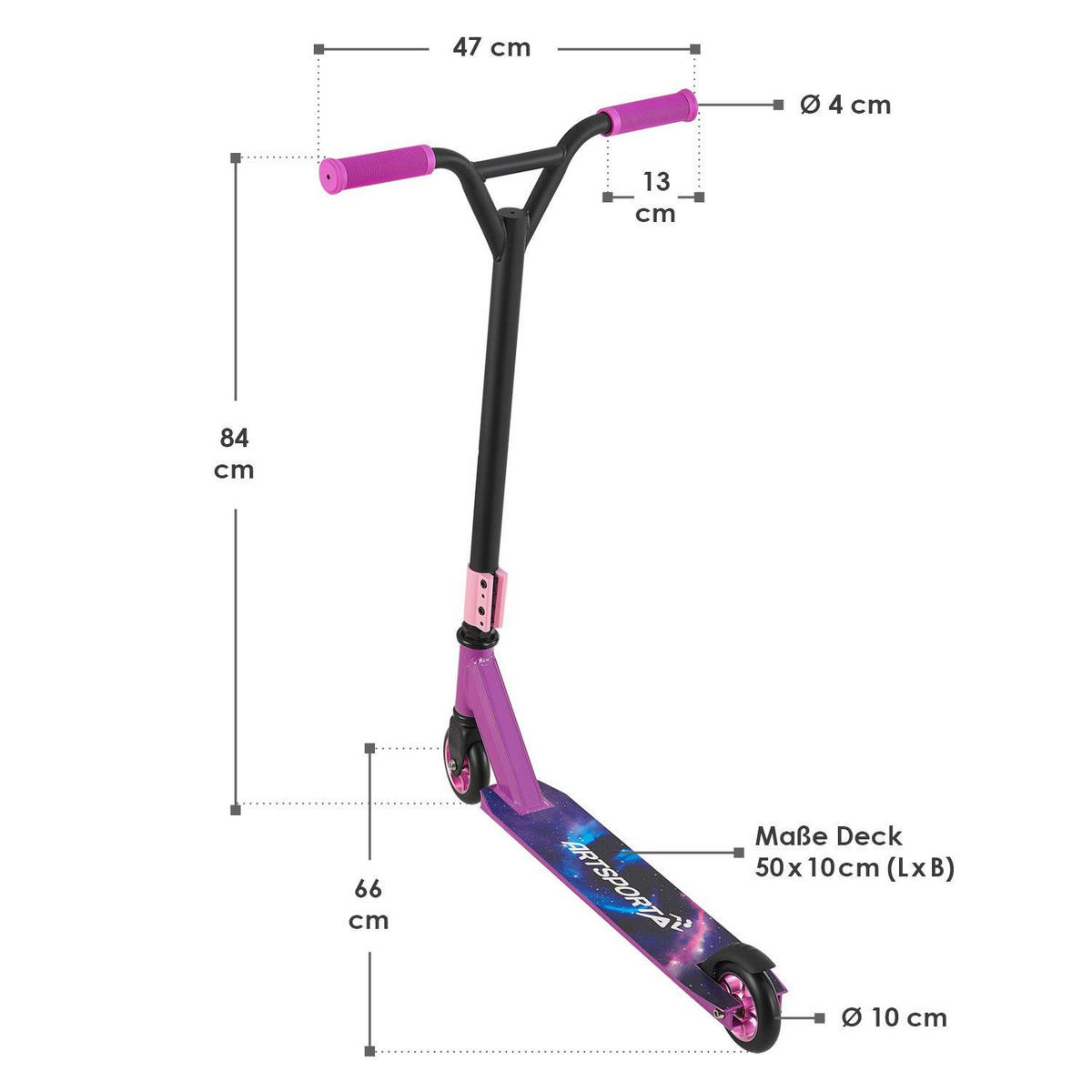STUNTSCOOTER Galactic Cruiser - Rosa, Metall (66/47/84cm) - Artsport