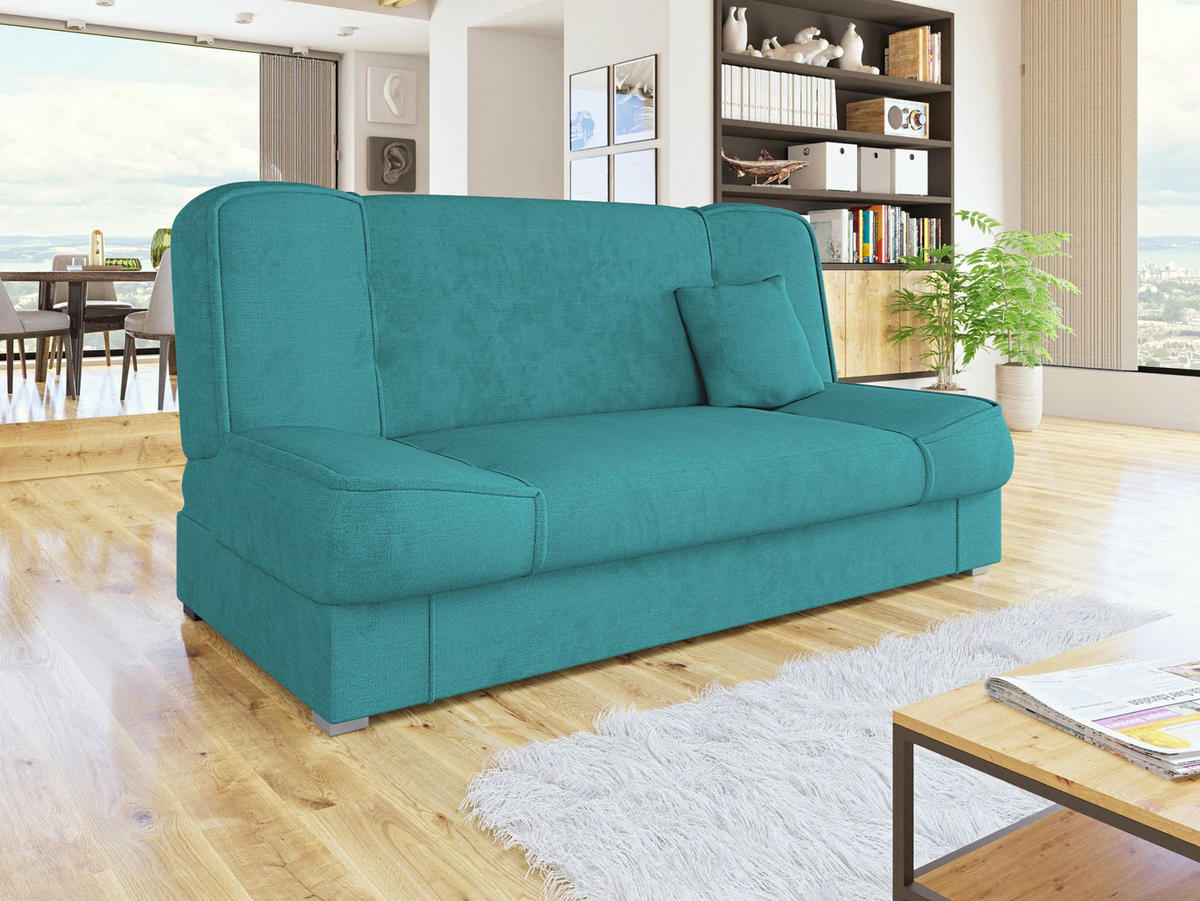 SCHLAFSOFA Gabi - Silberfarben/Hellblau, Holz/Kunststoff (175/80/80cm) - MIRJAN24