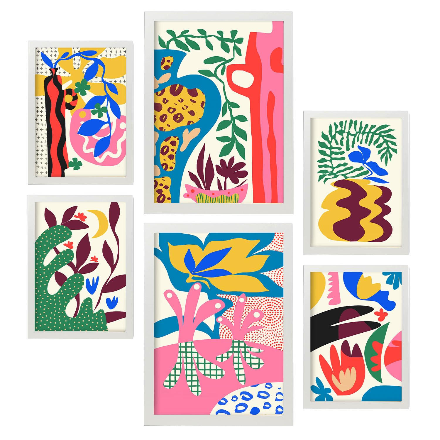 POSTER Set Mit 6 Erlöser Feen In Blume Zusammenfassung Ästhetische Dekorative Gemälde Für Ihr Wohnzimmer, Schlafzimmer, Zuhause A3 & A4 Weißer Rahmen - Weiß, Papier (29/3cm) - Nacnic