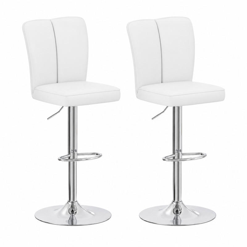 BARHOCKER 2er-Set höhenverstellbar 95,5-117,5 cm Weiß/Silber - Weiß, Metall (44/117.5/44.5cm) - Meubliv
