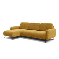 ECKSOFA FEBE 4-Sitzer links, dunkelgelb - Gelb/Schwarz, Holz/Textil (264/157cm) - Courtois Laville