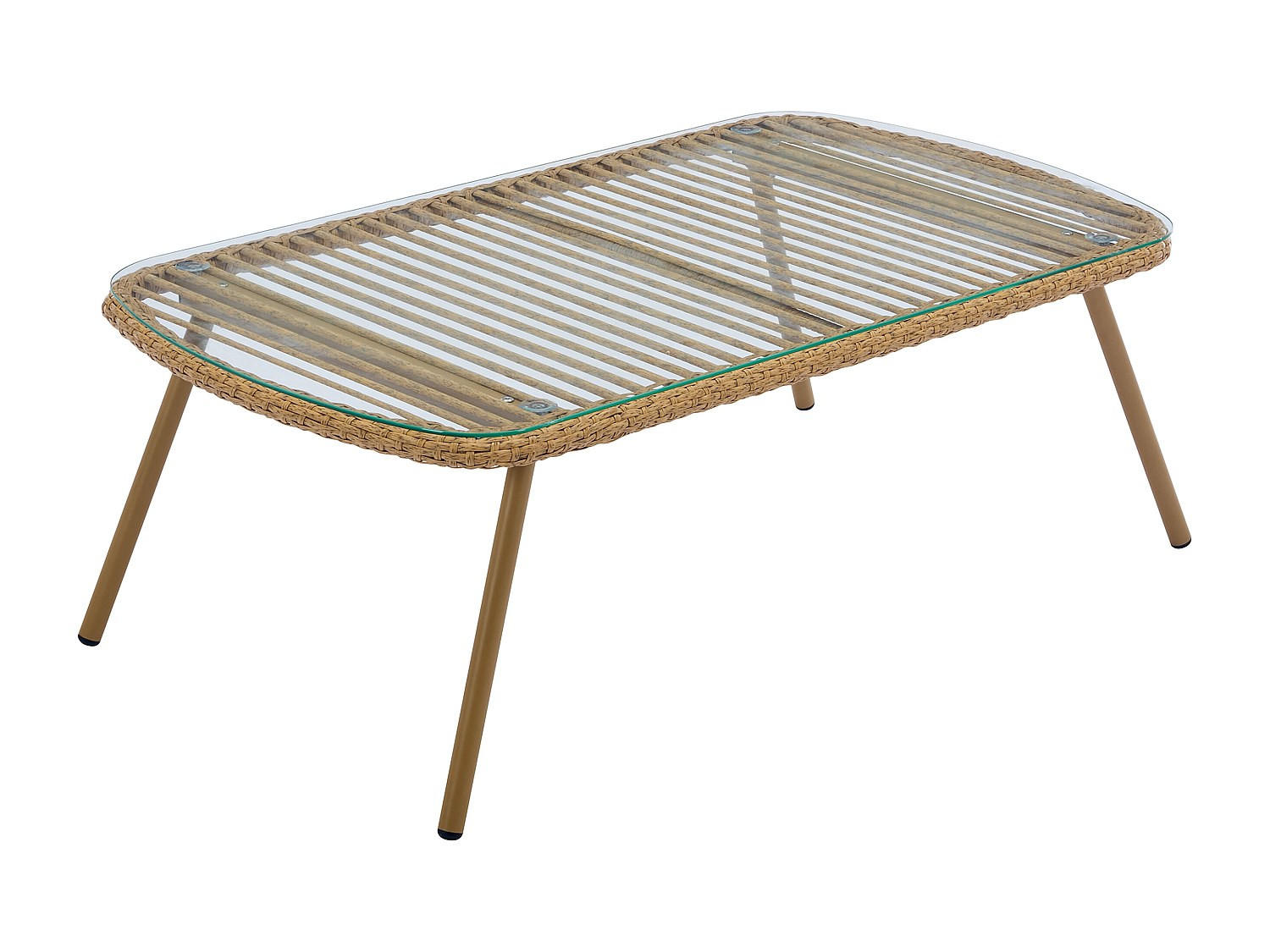GARTENBEISTELLTISCH - 111 cmcm x 63 cmcm - Harz, Glas - Naturfarben Hell - LOUSINI - Naturfarben, Glas (63/111/39.5cm) - Vente-Unique