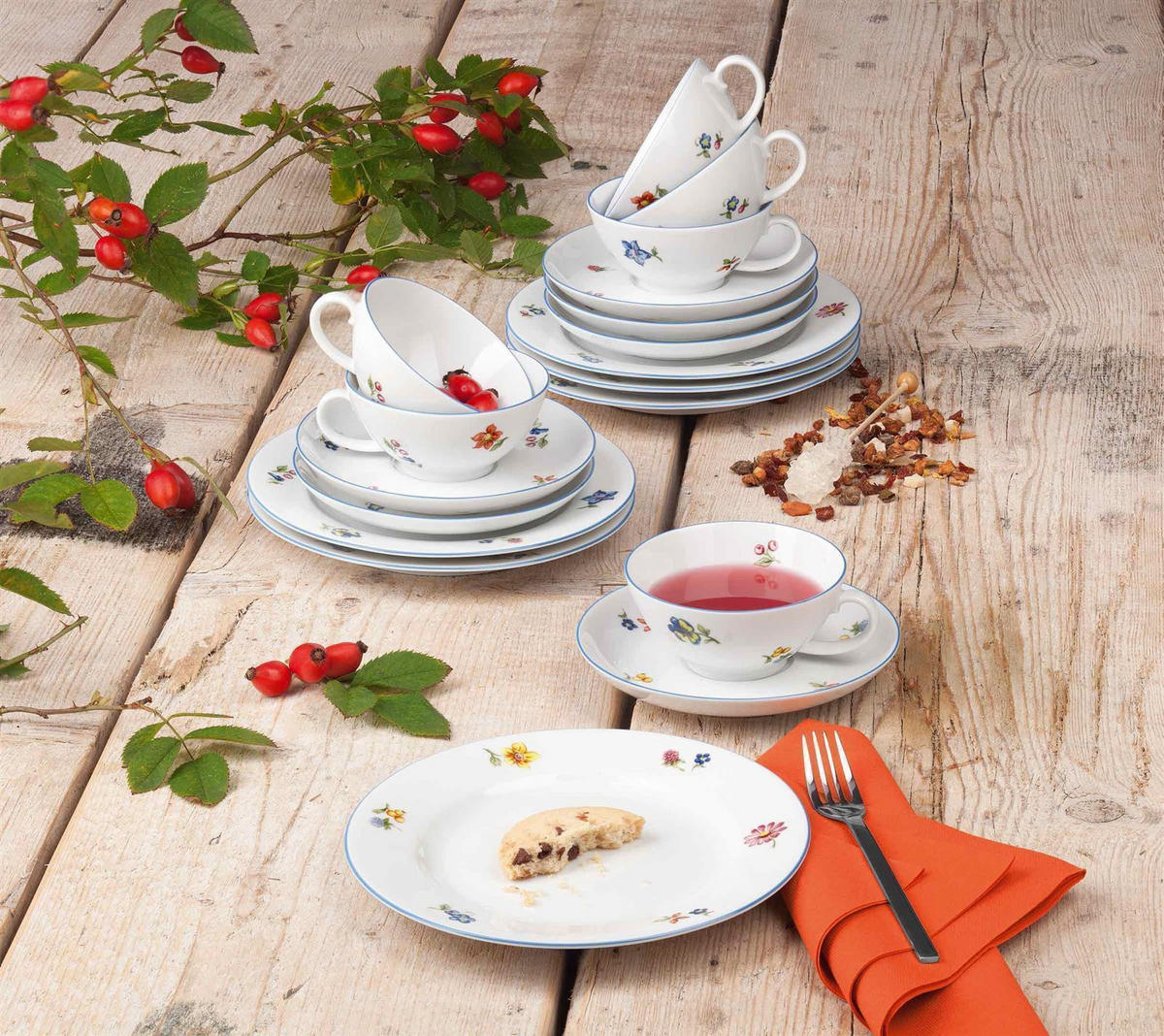 TEESERVICE Sonate Nostalgie bunt 18er Set - Multicolor, Keramik (1/1/1cm) - Seltmann Weiden