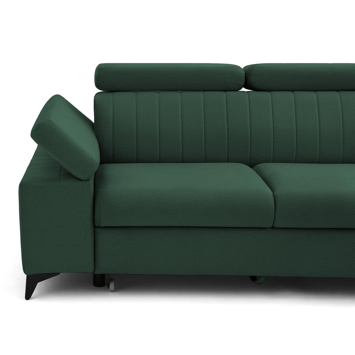 ECKSOFA FELIX L Rechts mit Schlaffunktion Velours Grün - Schwarz/Grün, Holz/Textil (176/257cm) - Muffo