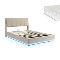 LED POLSTERBETT Tröstiar mit Matratze - Beige, Holzwerkstoff/Kunststoff (140/200cm) - [en.casa]