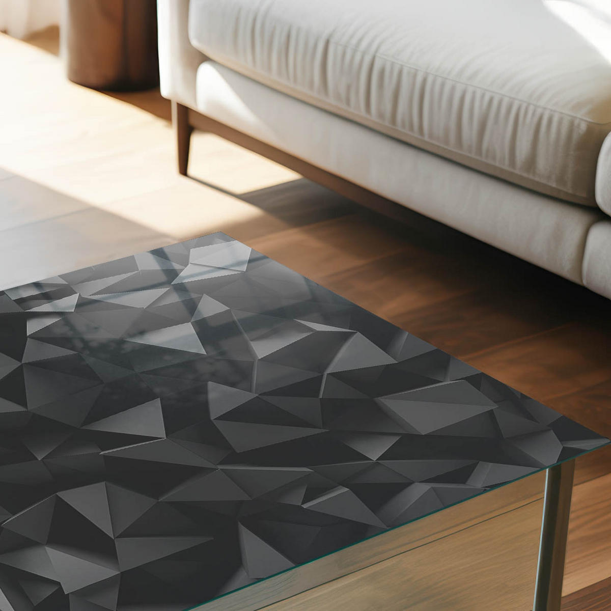 TISCHPLATTE 50x50 cm – Schwarze Strukturen - Schwarz, Glas (50/50/0.4cm) - Wallfluent