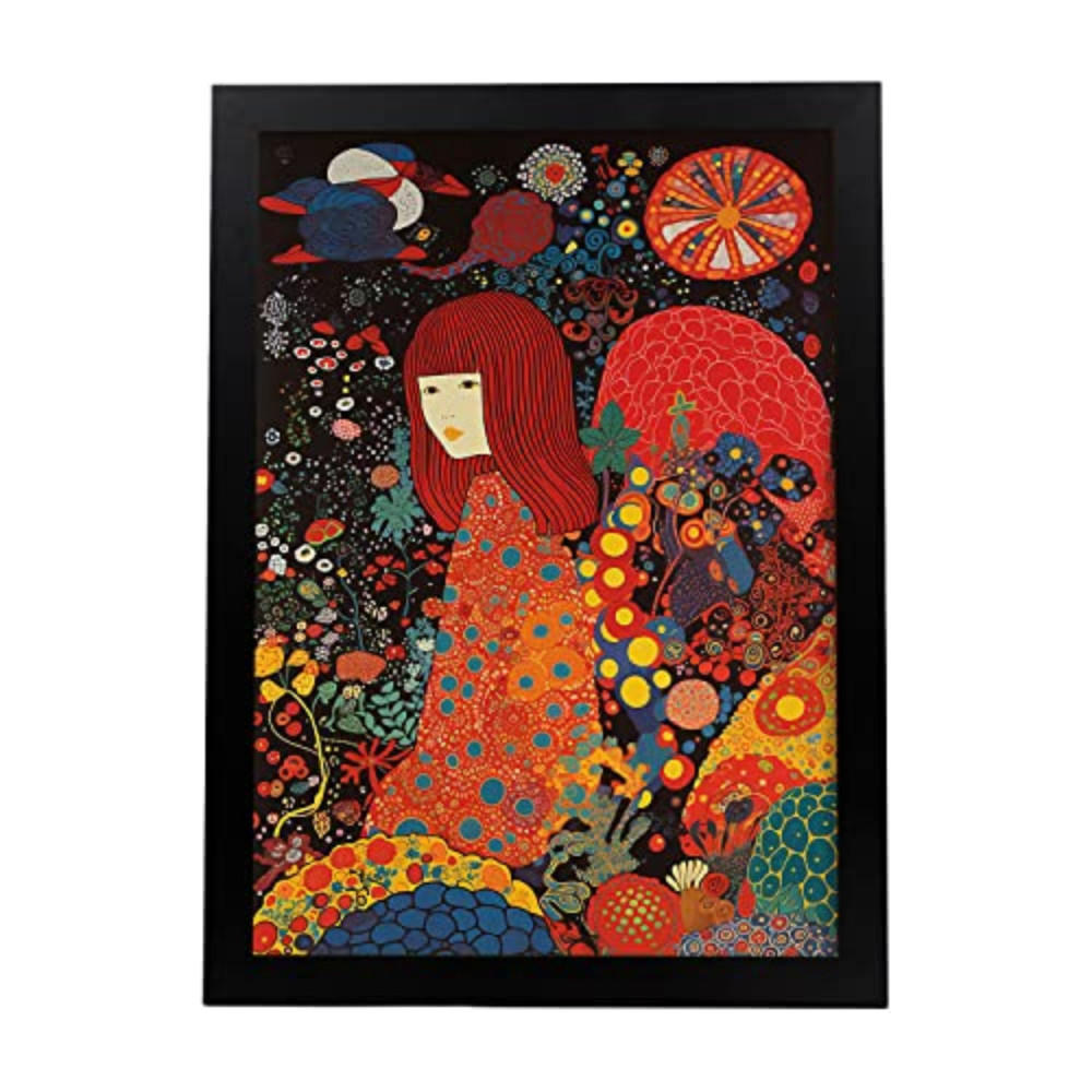 POSTER Yayoi Kusama A4 Schwarzer Rahmen - Schwarz, Papier (29.7/5/21cm) - Nacnic