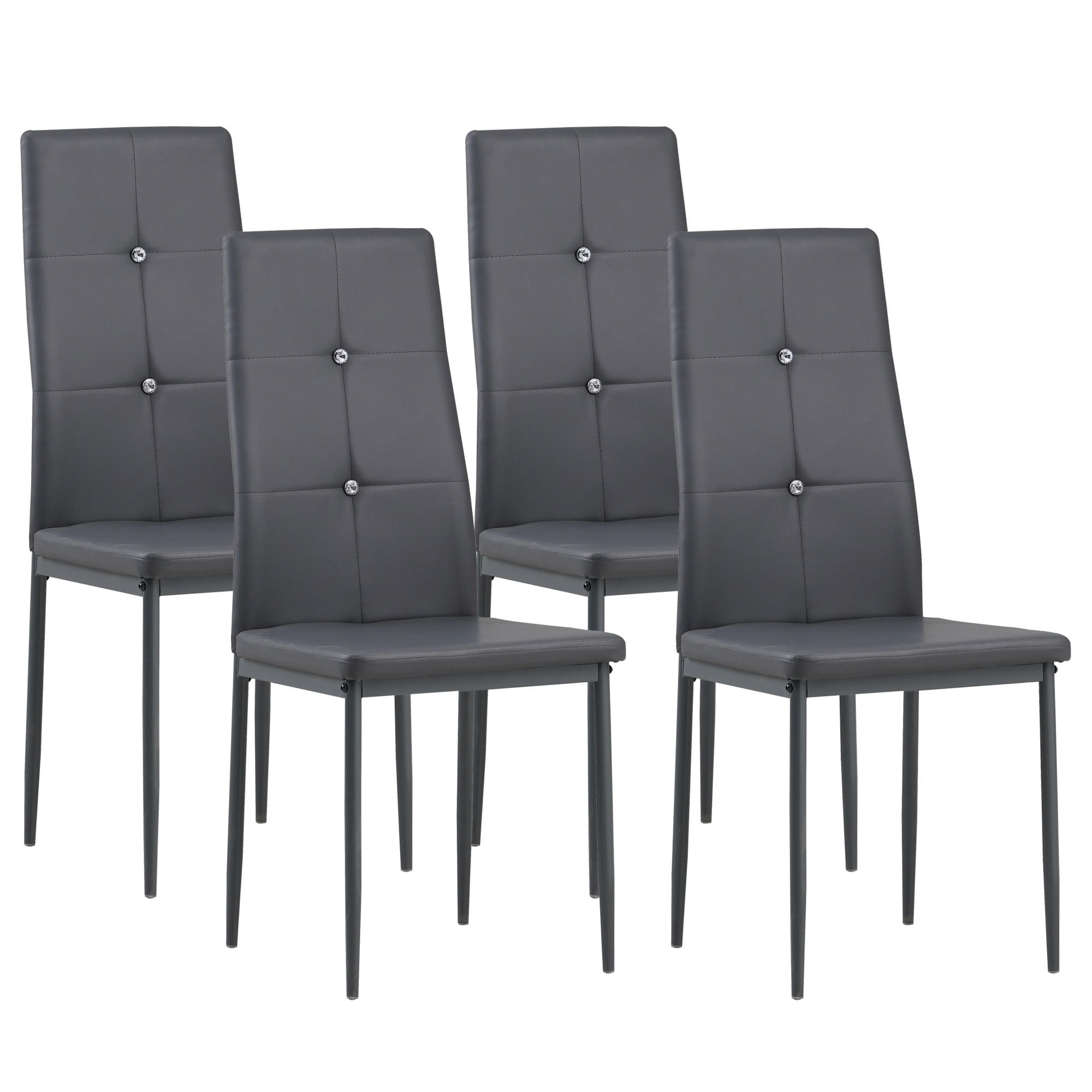 STUHL DIAMOND Lederimitat Metallbeine 4er Set Grau - Schwarz, Kunststoff/Metall (42/98/40cm) - Albatros