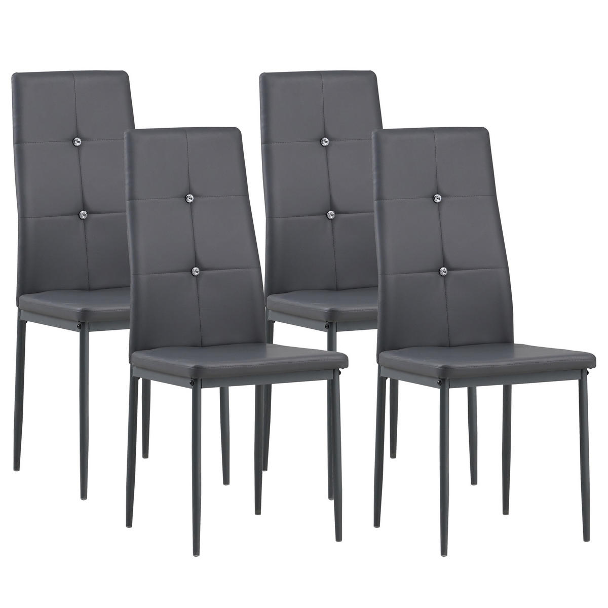 STUHL DIAMOND Lederimitat Metallbeine 4er Set Grau - Schwarz, Kunststoff/Metall (42/98/40cm) - Albatros